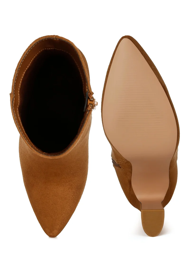 London Rag Block Heeled Ankle Boots in Tan