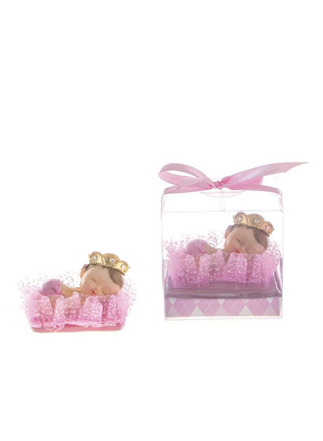 تذكار لوناورا للرضع - مجموعة من 12 فتاة ترتدي تاجًا نائمة على وسادة - وردي