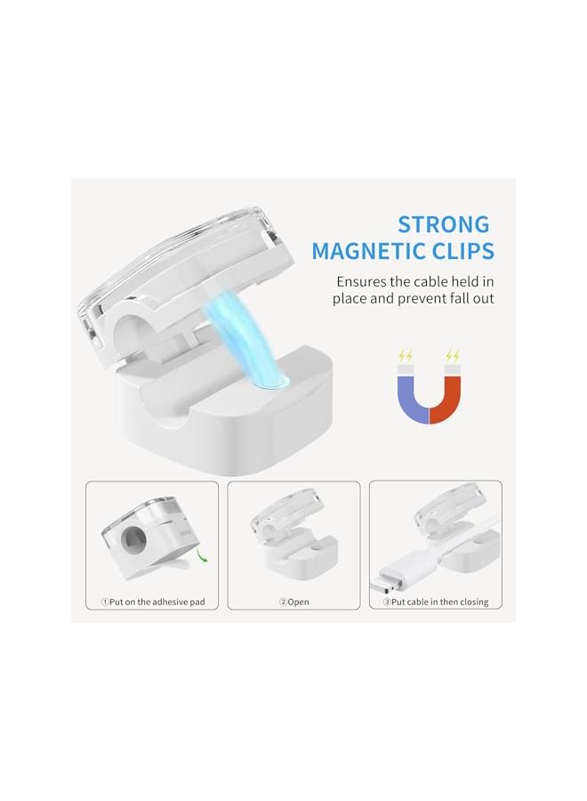 Green Tiger 6 Pack Magnetic Cable Clips, Cord Holder for Nightstand, Under Desk Cable Management Smooth Adjustable Computer Accessories, Adhesive Wire Organizer for Desktop Home Office Kitchen Desk Phone Car - Image 2