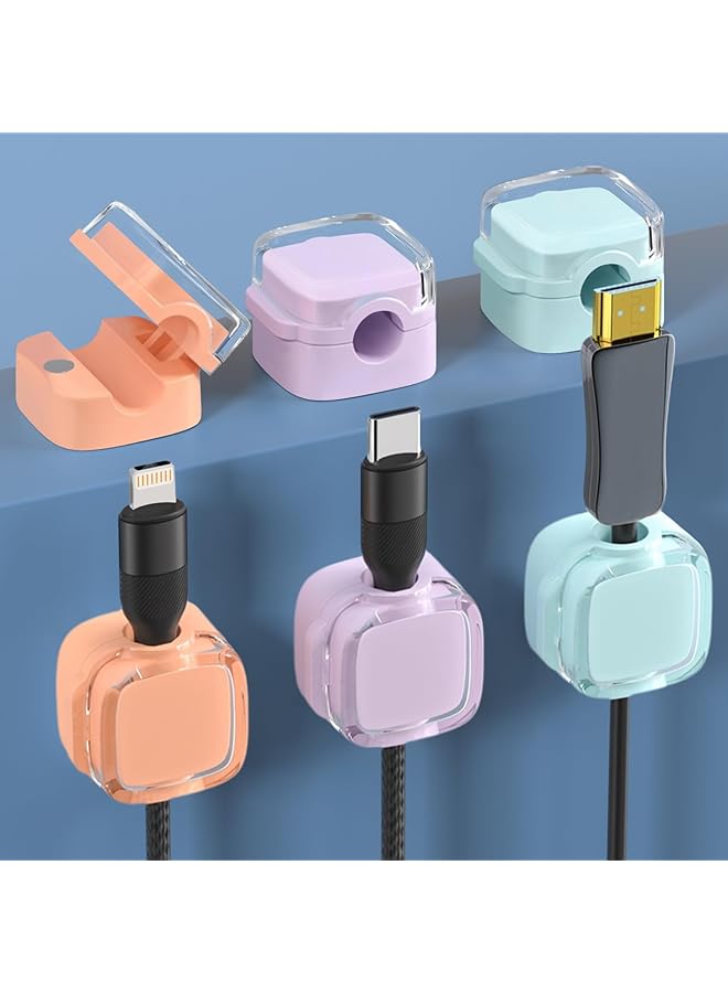 Green Tiger 6 Pack Magnetic Cable Clips, Cord Holder for Nightstand, Under Desk Cable Management Smooth Adjustable Computer Accessories, Adhesive Wire Organizer for Desktop Home Office Kitchen Desk Phone Car - Image 1