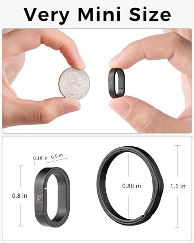 FEGVE Key Ring, Titanium Side Pushing Key Rings Keychain Rings Small Split Keyrings for Men (Black) - Image 2
