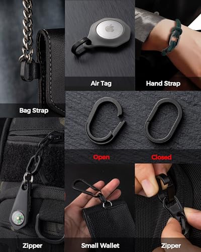 FEGVE Key Ring, Titanium Side Pushing Key Rings Keychain Rings Small Split Keyrings for Men (Black) - Image 5
