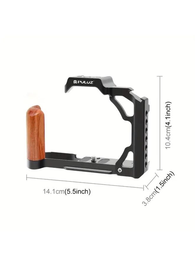 قفص كاميرا بيد خشبية من سبائك الألومنيوم لتثبيت نيكون ZFC باللون الأسود من Puluz - Image 3