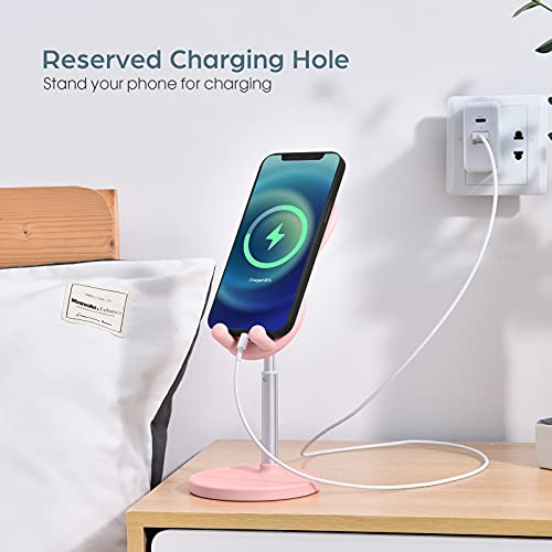 OATSBASF Cute Cell Phone Stand, Adjustable Bunny Phone Stand for Desk, Thick Case Friendly Holder Compatible with iPhone, Kindle, iPad, Switch, All Phones (Pink) - Image 4