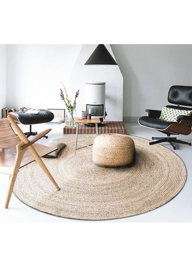 FFD الطبيعية مضفر الكلمة حصيرة السجاد للمطبخ مدخل المدخل الحيوانات الأليفة لعب السرير سجادة من الأعشاب البحرية لغرفة المعيشة غرفة نوم 120x120 سنتيمتر - Image 2