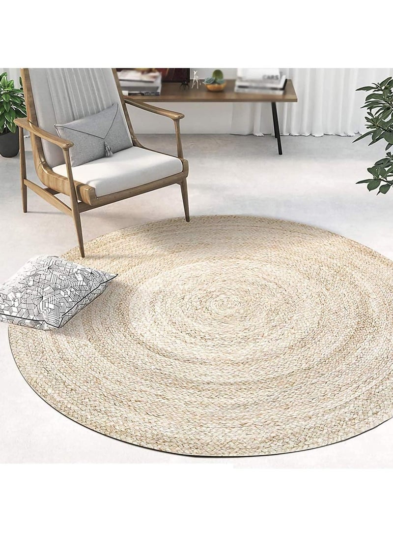 FFD الطبيعية مضفر الكلمة حصيرة السجاد للمطبخ مدخل المدخل الحيوانات الأليفة لعب السرير سجادة من الأعشاب البحرية لغرفة المعيشة غرفة نوم 120x120 سنتيمتر - Image 3