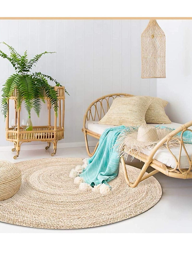 FFD الطبيعية مضفر الكلمة حصيرة السجاد للمطبخ مدخل المدخل الحيوانات الأليفة لعب السرير سجادة من الأعشاب البحرية لغرفة المعيشة غرفة نوم 120x120 سنتيمتر - Image 5