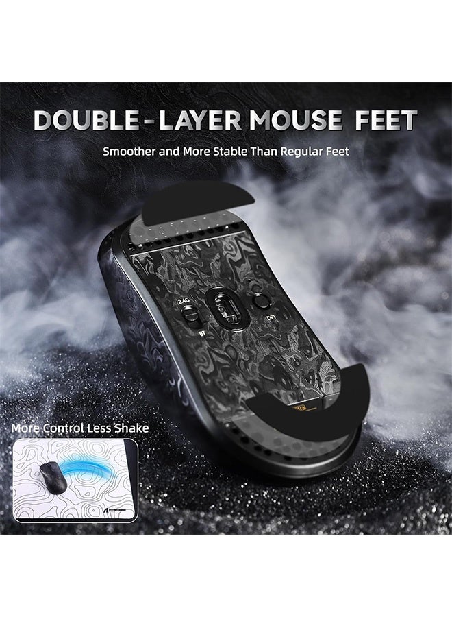 Attack Shark R11 Ultra 8K Carbon Fiber Wireless Gaming Mouse with 42000DPI-PAW3950 MAX Sensor,49g SUPERLIGHT,Nordic 52840 MCU Chip,Wired/BT/2.4Ghz Programmable,Nano-Metal Ice Coating(Black Ink+Tape) - Image 4