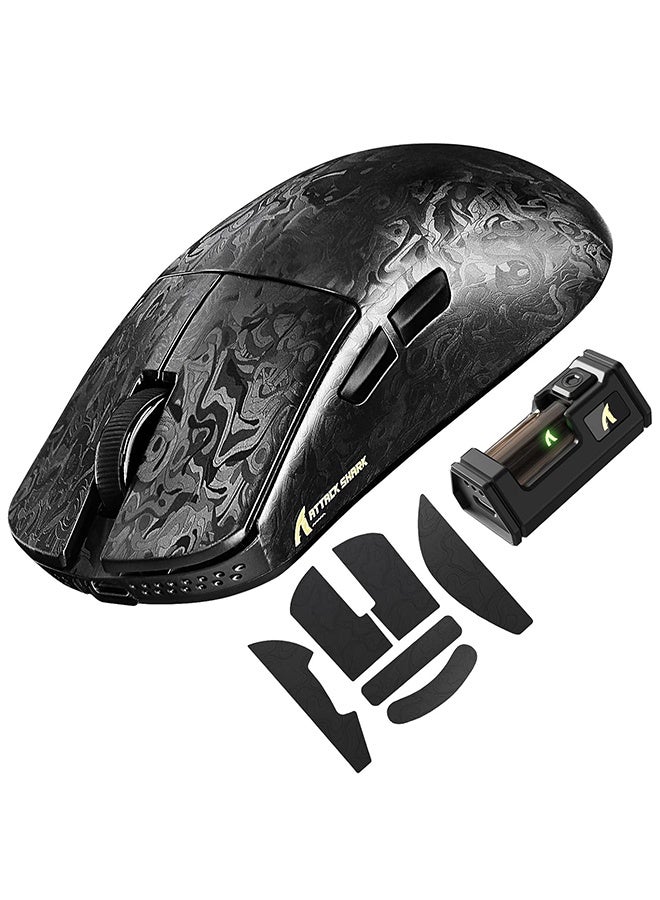 Attack Shark R11 Ultra 8K Carbon Fiber Wireless Gaming Mouse with 42000DPI-PAW3950 MAX Sensor,49g SUPERLIGHT,Nordic 52840 MCU Chip,Wired/BT/2.4Ghz Programmable,Nano-Metal Ice Coating(Black Ink+Tape) - Image 1