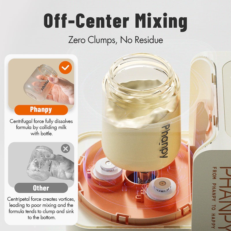 Phanpy SmartSwirl Waterless Bottle Warmer - Patented Airbag Heating for Nutrient Protection, Off-Center & Smart Dual-Direction Mixing for Clump-Free Formula, Fits All Bottles, Quiet & Safe - Image 3