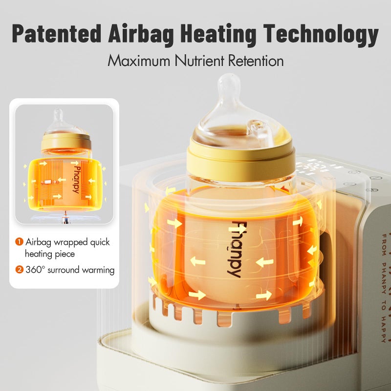 Phanpy SmartSwirl Waterless Bottle Warmer - Patented Airbag Heating for Nutrient Protection, Off-Center & Smart Dual-Direction Mixing for Clump-Free Formula, Fits All Bottles, Quiet & Safe - Image 2