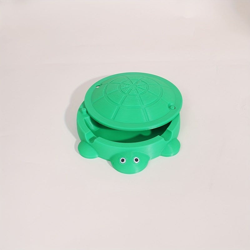 Bright Green Mini Turtle Sandbox with Lid Round Plastic Storage for Home Decor - Image 5