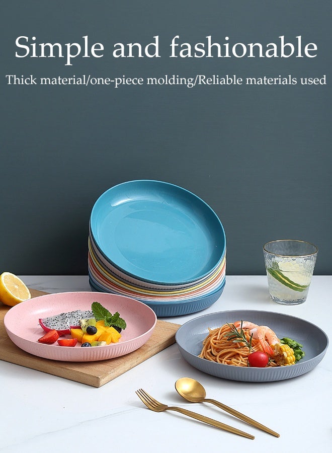 DUNISO طقم أدوات مائدة من القش 36 قطعة غير قابلة للكسر وقابلة لإعادة الاستخدام خفيفة الوزن مجموعة أدوات تناول الطعام الملونة المحمولة لمخيمات الهواء الطلق أطباق وأوعية وأكواب وشوك مجموعة أدوات المائدة - Image 2