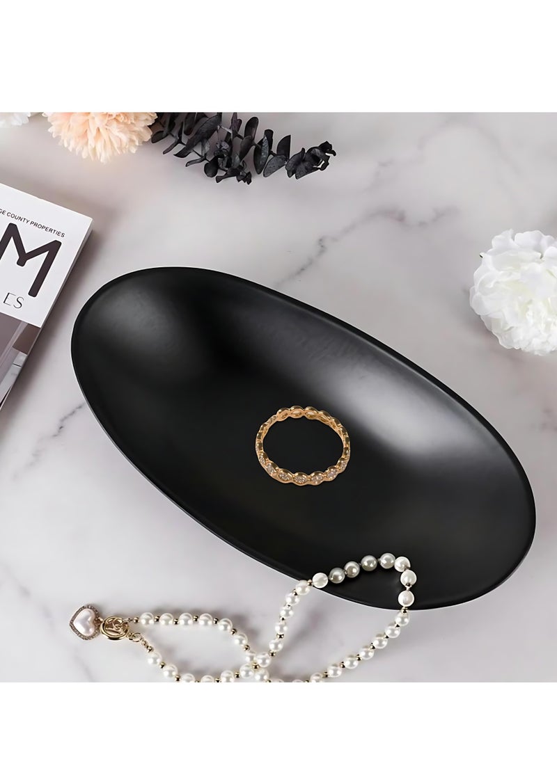 ALMiHomi Black Jewelry Organizer Tray for Dresser, Decorative Ring and Key Dish - Image 4