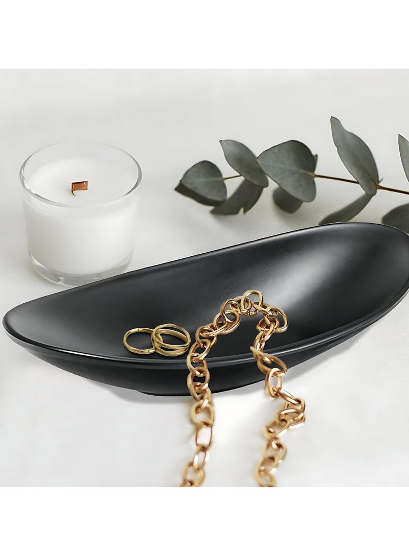 ALMiHomi Black Jewelry Organizer Tray for Dresser, Decorative Ring and Key Dish - Image 2