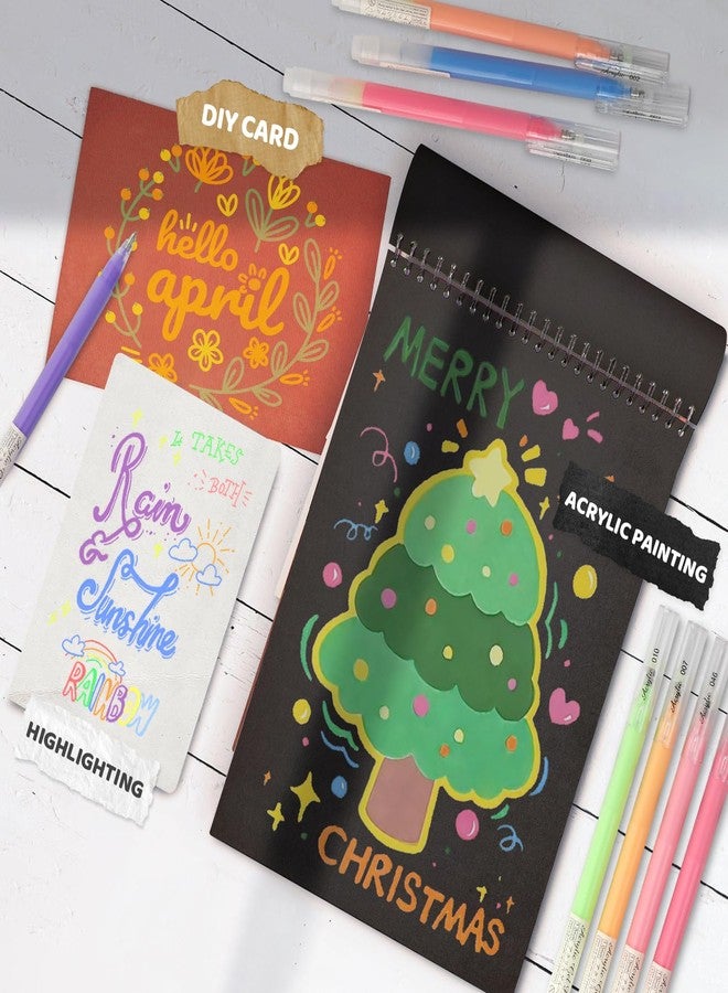 ZSCM 48 Colors 3D Acrylic Gel Pens & Black Paper Sketchbook for Drawing, 1mm Fine Point Acrylic Ink Pen, Opaque Archival Ink Pens for Black Paper Drawing, Sketching, Illustration, Card Making - Image 5