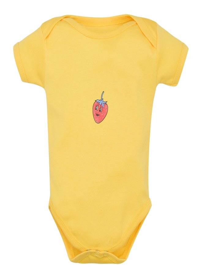 Magic Town® 100% Cotton Unisex Half Sleeve Baby Bodysuit for Kids and Infants Set of 3 (Yellow) (New Born) - Image 3