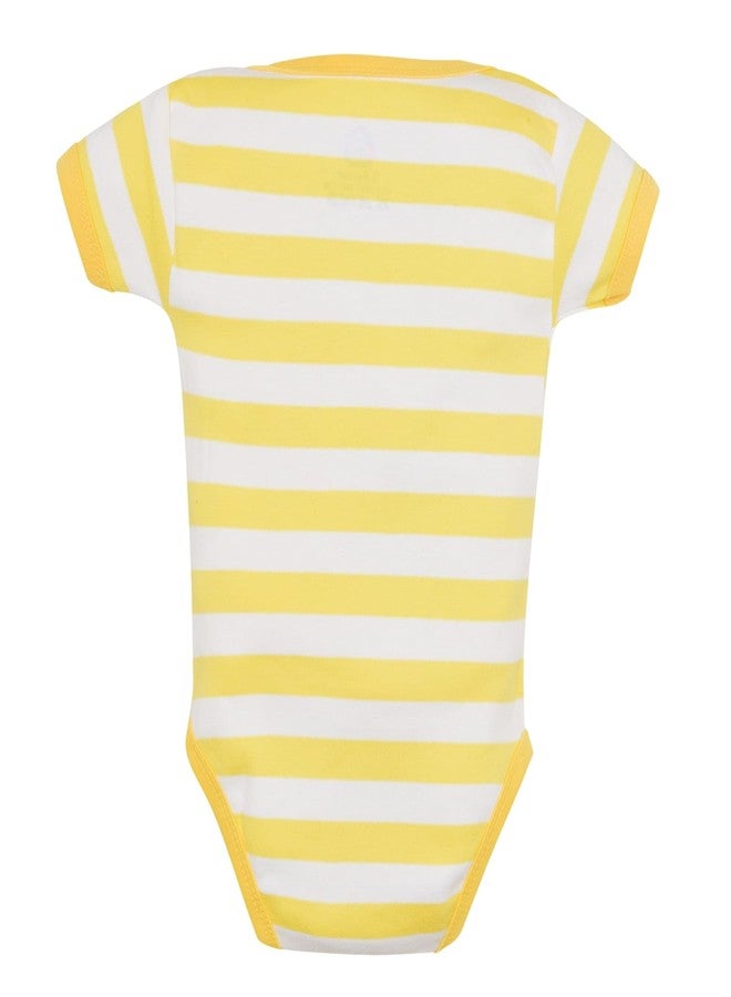 Magic Town® 100% Cotton Unisex Half Sleeve Baby Bodysuit for Kids and Infants Set of 3 (Yellow) (New Born) - Image 4