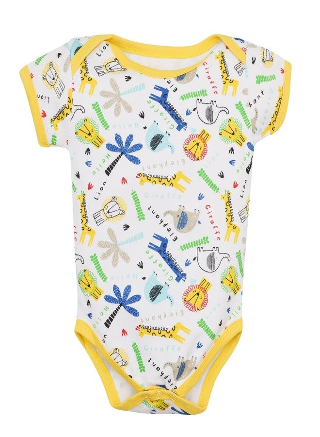 Magic Town® 100% Cotton Unisex Half Sleeve Baby Bodysuit for Kids and Infants Set of 3 (Yellow) (New Born) - Image 2