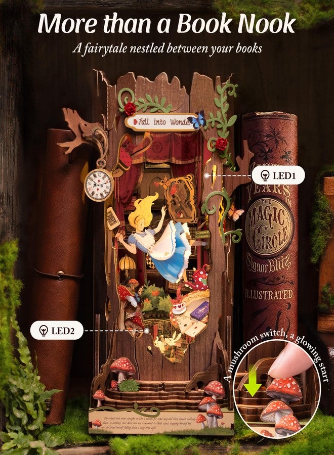 ROBOTIME Book Nook Kits Fall into Wonder, 3D Wooden Puzzles DIY Booknooks for Adults, Fantasy Fairy Tale Bookshelf Decor, Craft Gifts for Book Lovers - Image 2