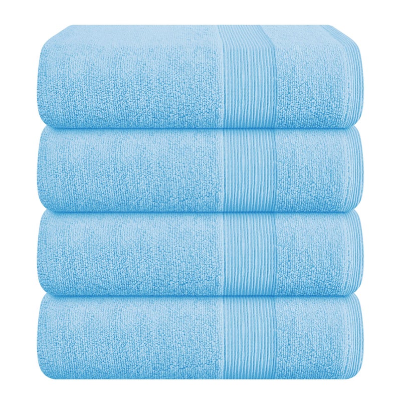 Belizzi Home Belizzi Home 4 Pack Bath Towel Set 27x54 100 Ring Spun Cotton Ultra Soft Highly Absorbent Machine Washable Hotel Spa Quality Bath Towels for Bathroom 4 Bath Towels  Light Blue 