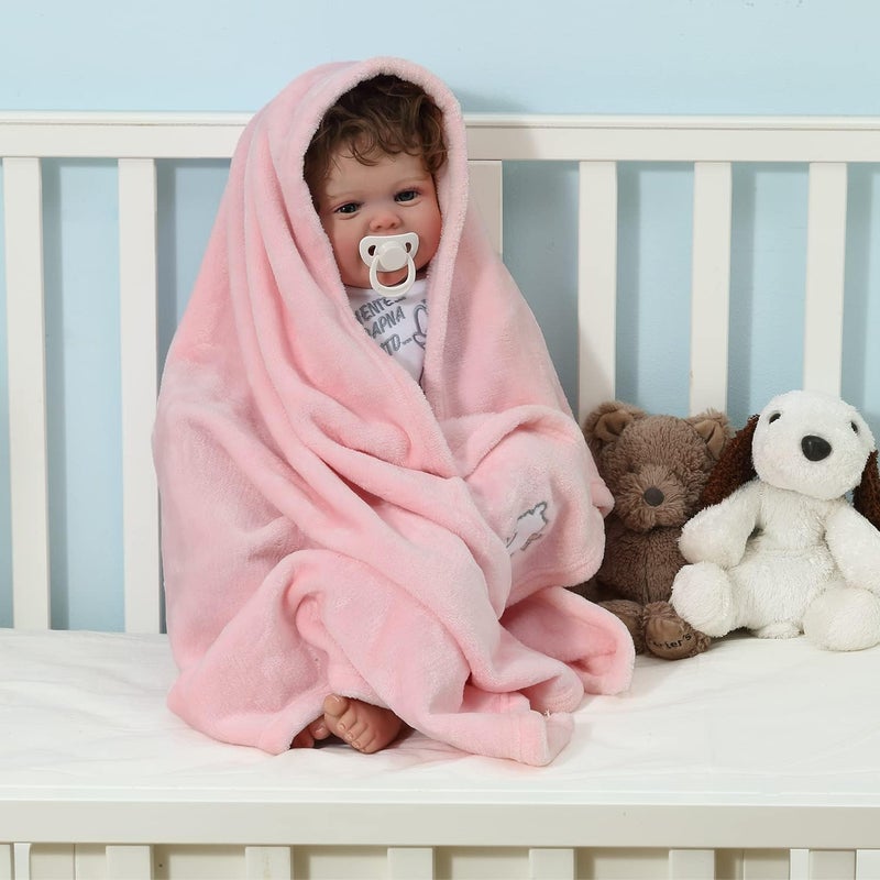 CREVENT 30''X40'' Light Cozy Plush Fluffy Warm Fleece Stroller Baby Blanket for Girl Infant Toddler Crib Cot Stroller, Baby Birthday Pink Sheep - Image 3