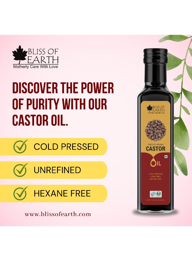 بليس اوف ايرث زيت الخروع العضوي المعتمد 500 مل لنمو الشعر معصور على البارد وخالي من الهكسان - Image 4