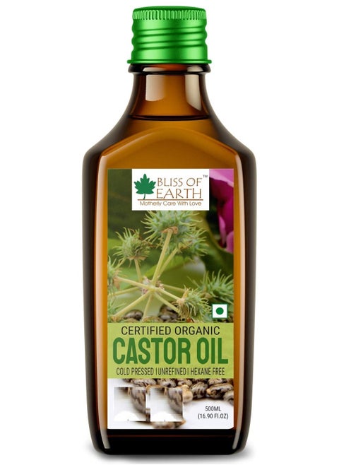 500ML Certified Organic Castor Oil for Hair Growth Cold Pressed & Hexane Free