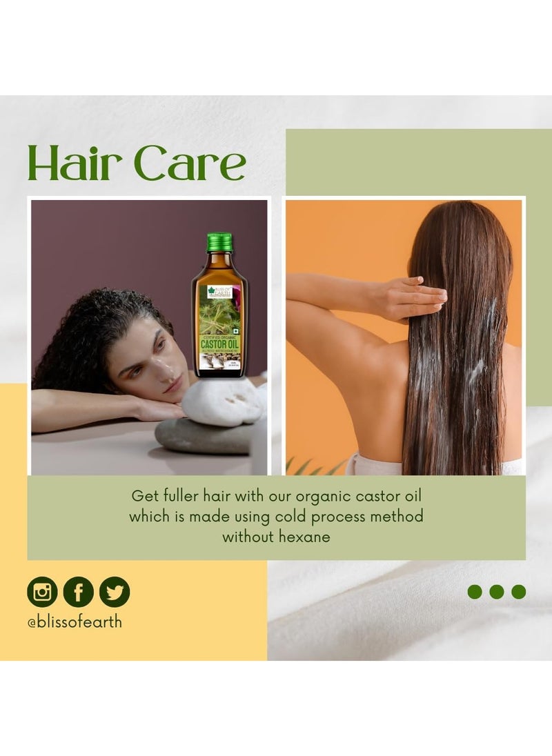 BLISS OF EARTH - 500ML Certified Organic Castor Oil for Hair Growth Cold Pressed & Hexane Free - Image 1