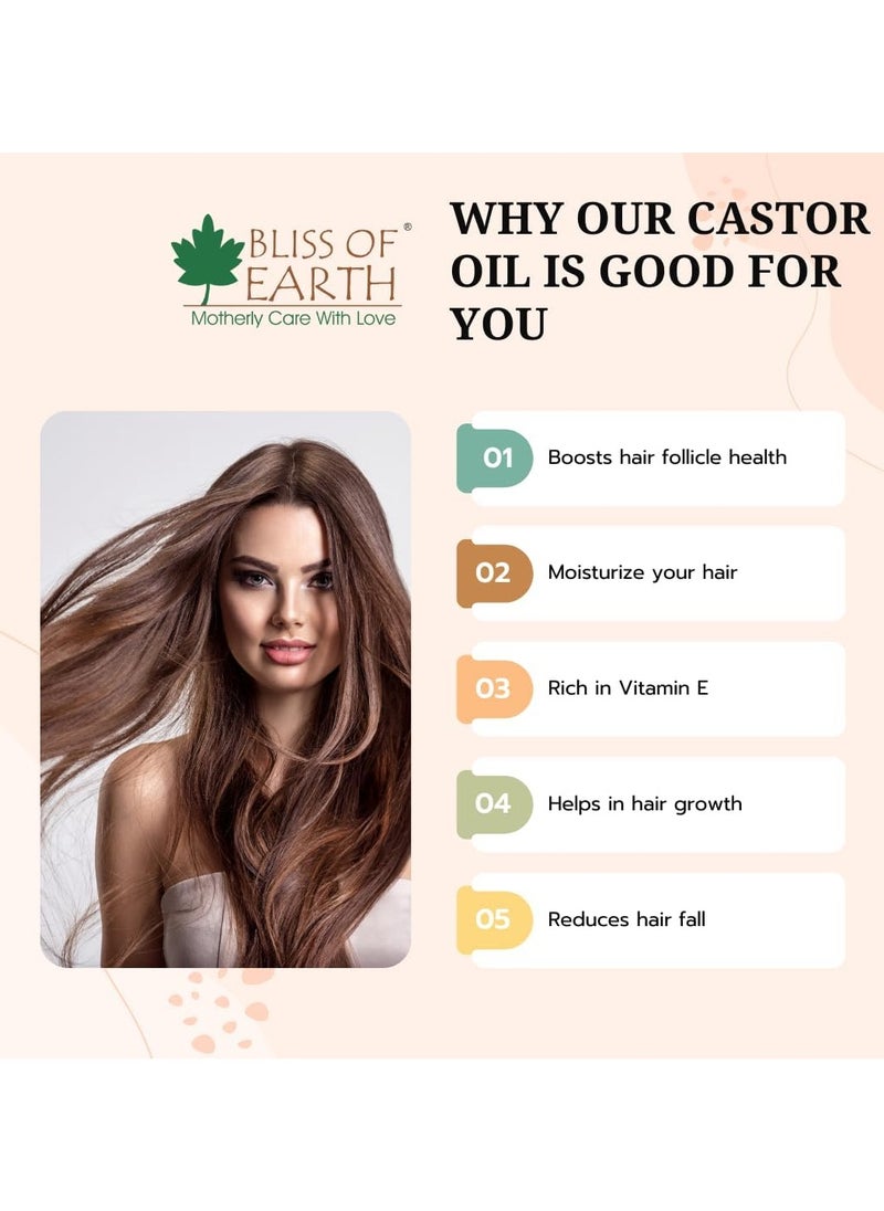 BLISS OF EARTH - 500ML Certified Organic Castor Oil for Hair Growth Cold Pressed & Hexane Free - Image 1