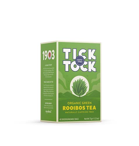 TICK TOCK TEAS Naturally Caffeine Free Red Bush Herbal Green Tea, 40 Count, Organic Rooibos Green Tea, 2.5 Oz - Image 1