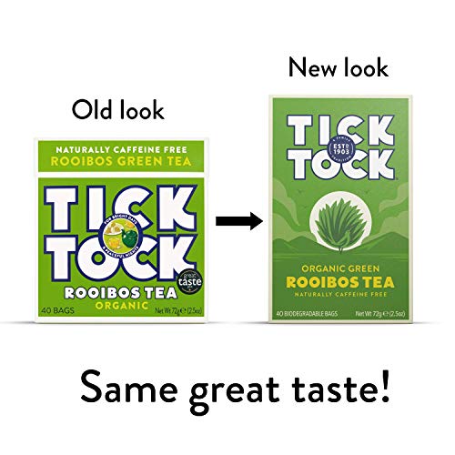 TICK TOCK TEAS Naturally Caffeine Free Red Bush Herbal Green Tea, 40 Count, Organic Rooibos Green Tea, 2.5 Oz - Image 2