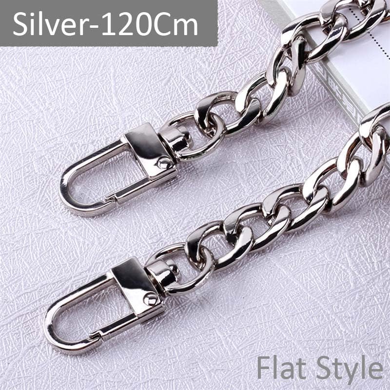 Tia Premium Purse Shoulder Bag Chain Strap Handle Handbag Bag Chain Replacement Chains for Purse Bag Clutch Making Replacement Decoration and DIY Silver Flat Thick Premium Chain12mm120CM 1 - Image 2