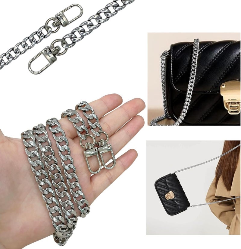 Tia Premium Purse Shoulder Bag Chain Strap Handle Handbag Bag Chain Replacement Chains for Purse Bag Clutch Making Replacement Decoration and DIY Silver Flat Thick Premium Chain12mm120CM 1 - Image 5