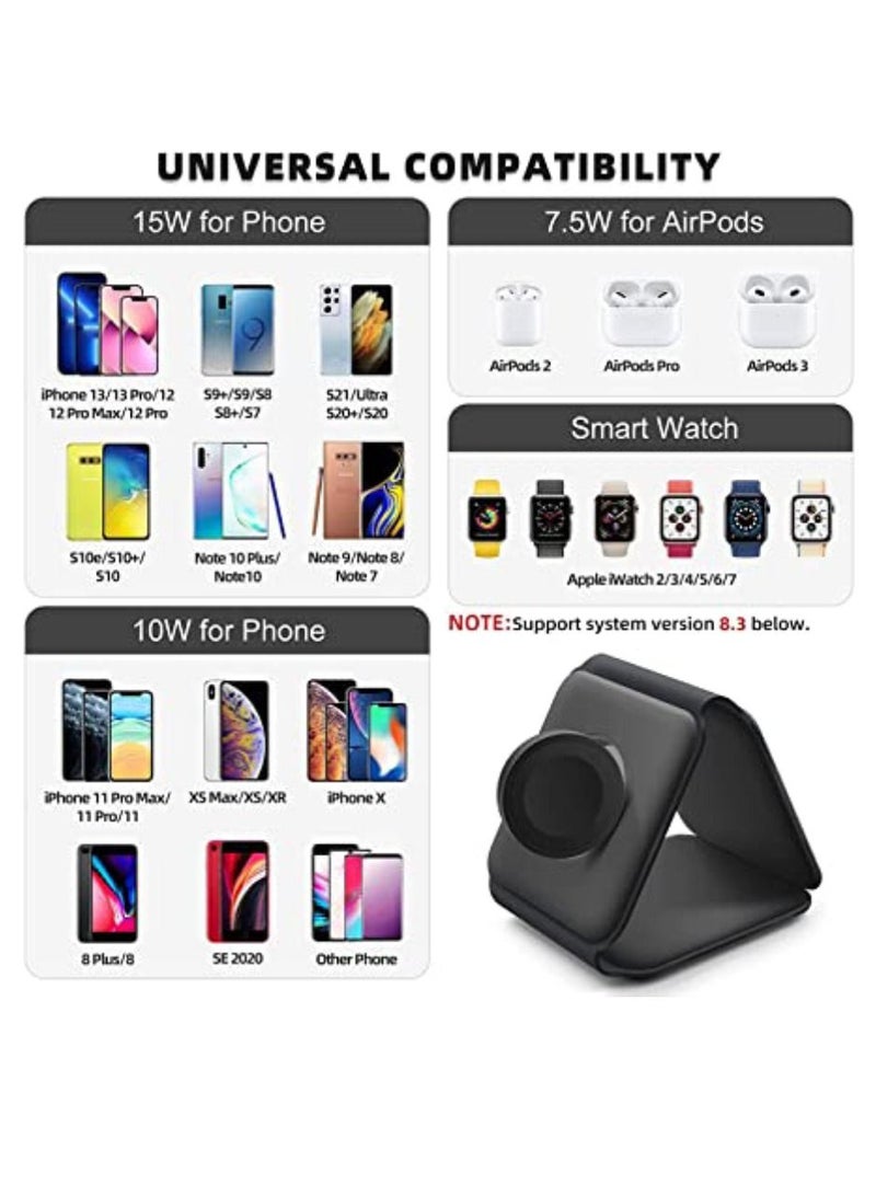 DIGI CORE 3 in 1 Wireless Charger Folding Mobile Phone Smart Watch Ultra-thin 15W Fast QI Magnetic Charger For Apple iPhone And Android Black - Image 5