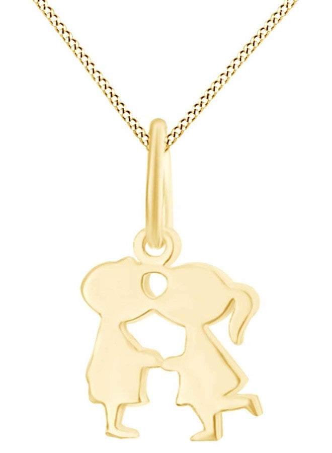AFFY Kissing Couple Lovers Pendant Necklace in 14k Yellow Gold Over Sterling Silver - Image 1