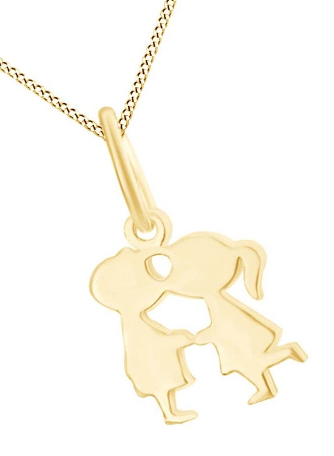 AFFY Kissing Couple Lovers Pendant Necklace in 14k Yellow Gold Over Sterling Silver - Image 2