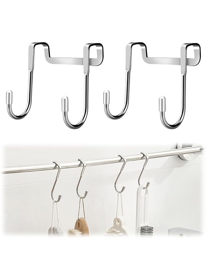 S-TOP 2 PCS Over Door Hooks, Over The Door Cabenit Hooks - S-Shaped, Stainless Steel, Space-Saving for Kitchen, Bedroom - Image 1