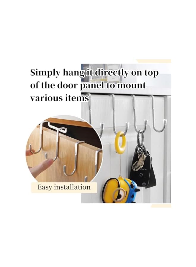 S-TOP 2 PCS Over Door Hooks, Over The Door Cabenit Hooks - S-Shaped, Stainless Steel, Space-Saving for Kitchen, Bedroom - Image 2