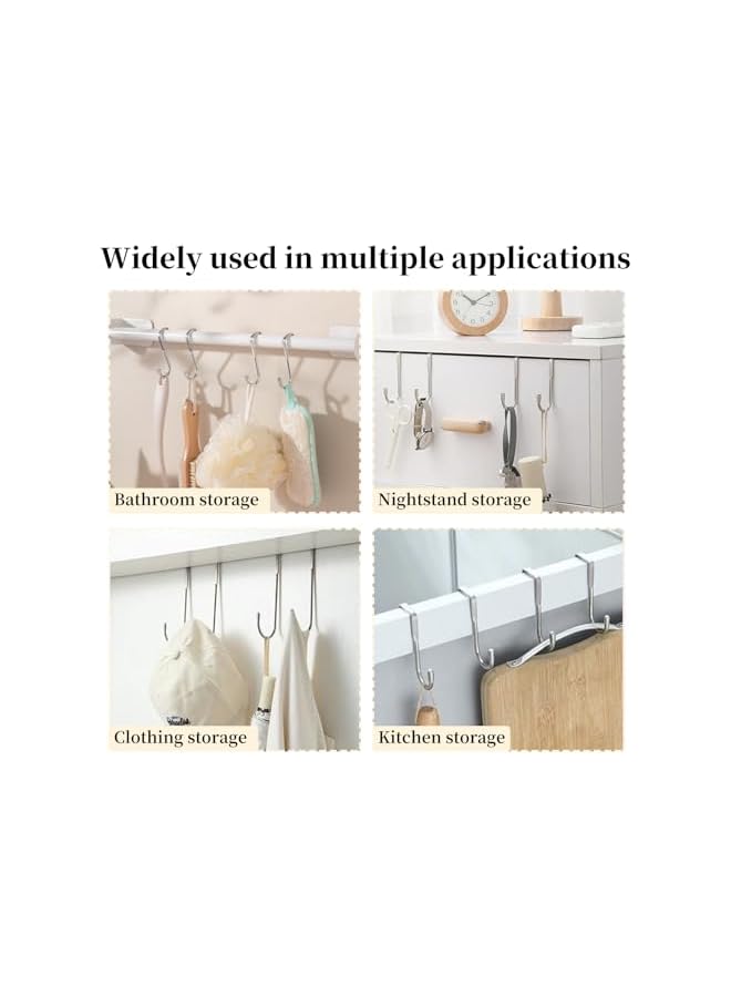 S-TOP 2 PCS Over Door Hooks, Over The Door Cabenit Hooks - S-Shaped, Stainless Steel, Space-Saving for Kitchen, Bedroom - Image 4