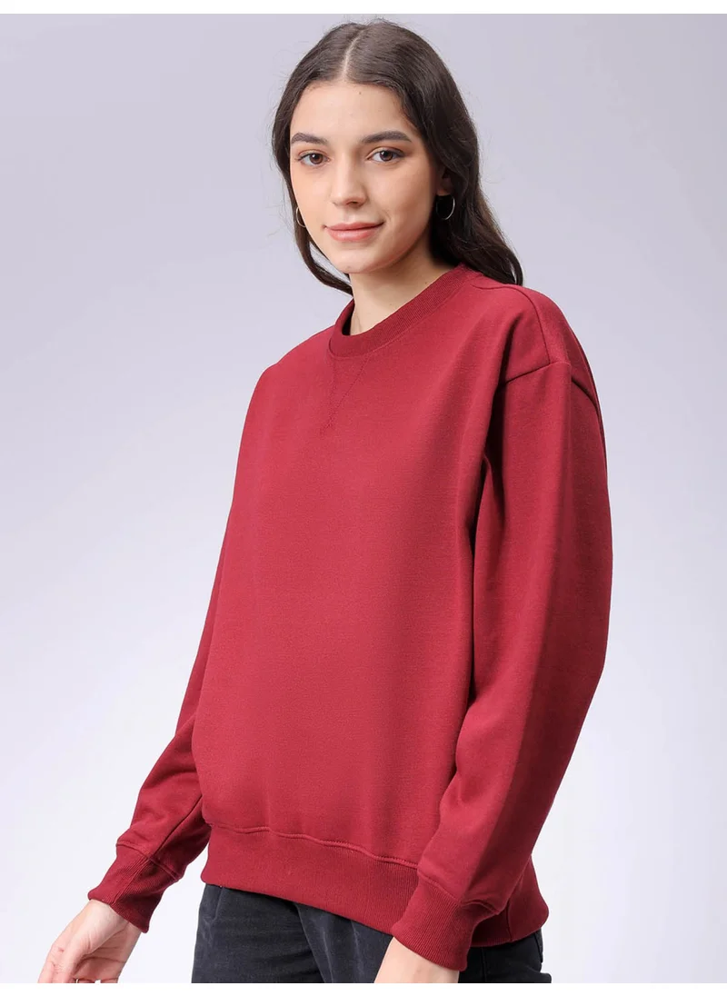 مرفوعة Women Boxy Multicolour Solid Crew Neck Long Sleeve Sweatshirt