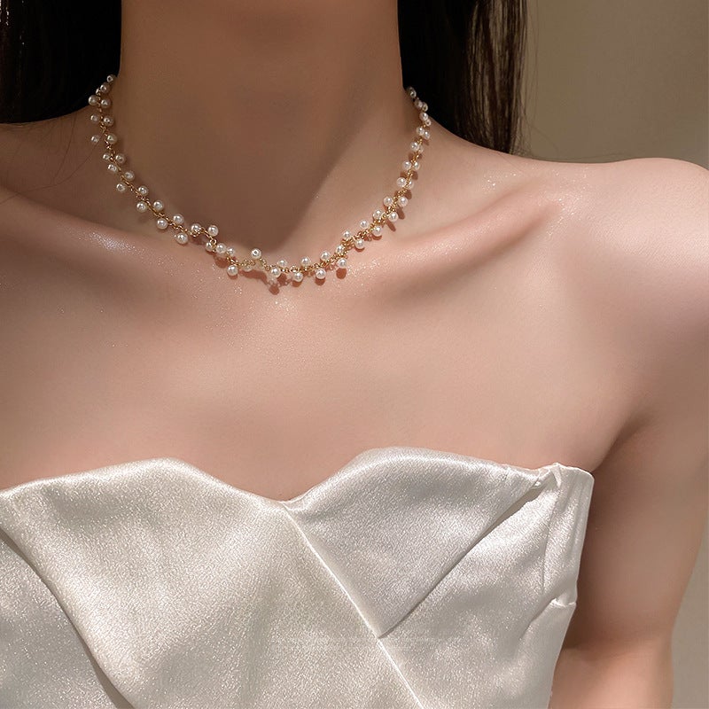 Multi-Layer Baroque Pearl Choker Vintage Luxury Necklace for Women imitation pearl 