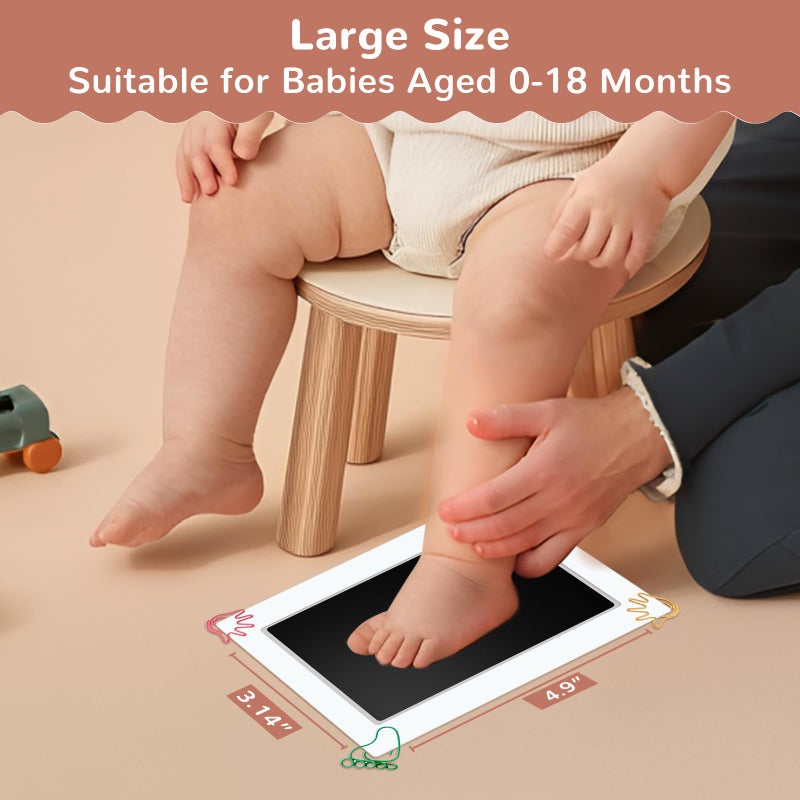 PChero 6" x 4" Large Size Baby Inkless Handprint and Footprint Kit with 4 Ink Pads and 8 Imprint Cards by PChero, Ideal for Family Keepsake Newborn Registry Baby Shower Present (Ink Area: 4.9" x 3.14") - Image 2