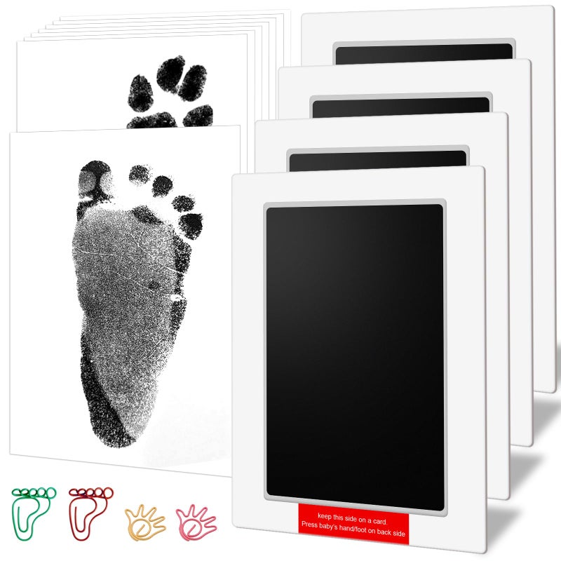 PChero 6" x 4" Large Size Baby Inkless Handprint and Footprint Kit with 4 Ink Pads and 8 Imprint Cards by PChero, Ideal for Family Keepsake Newborn Registry Baby Shower Present (Ink Area: 4.9" x 3.14") - Image 1