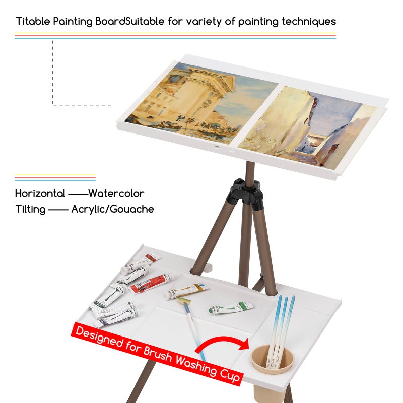 MEEDEN Watercolor Easel Stand for Painting: Adjustable Travel Plein Air Painting Easel - Collapsible Portable Tripod for Artists Adults Beginners at Home Outdoor Studio - Image 3