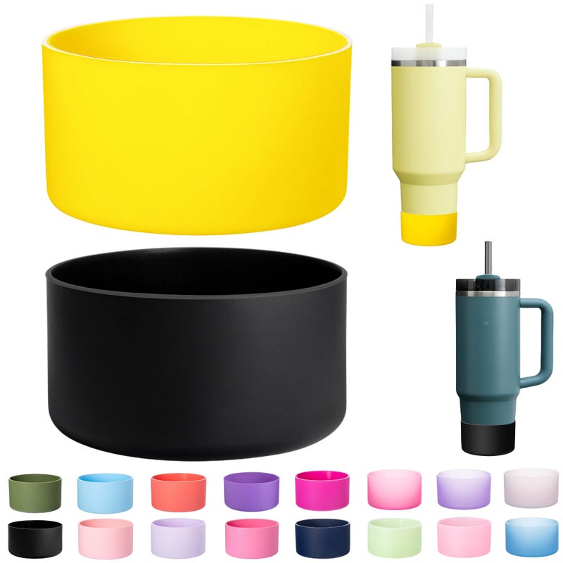 LONPARRY Tumbler Accessories Silicone Boot - 2-Pack Anti-Slip Sleeve Black Lemon - Image 1