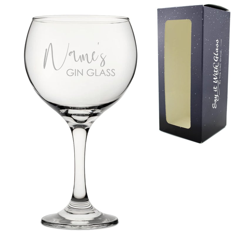 Personalised Engraved Gin Tonic Cocktail Glass with Names Gin Glass Design Personalise with Any Name for Any Occasion Gift Box Included Laser Engraved