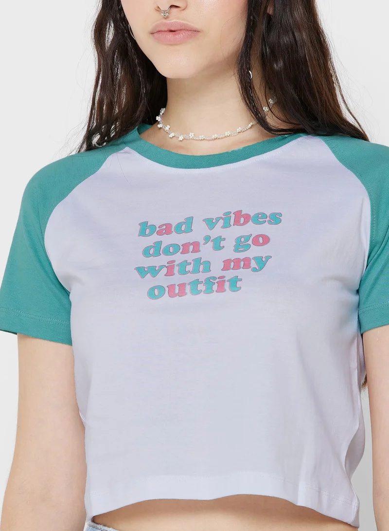 Ginger Raglan Cropped Fit Graphic T-Shirt