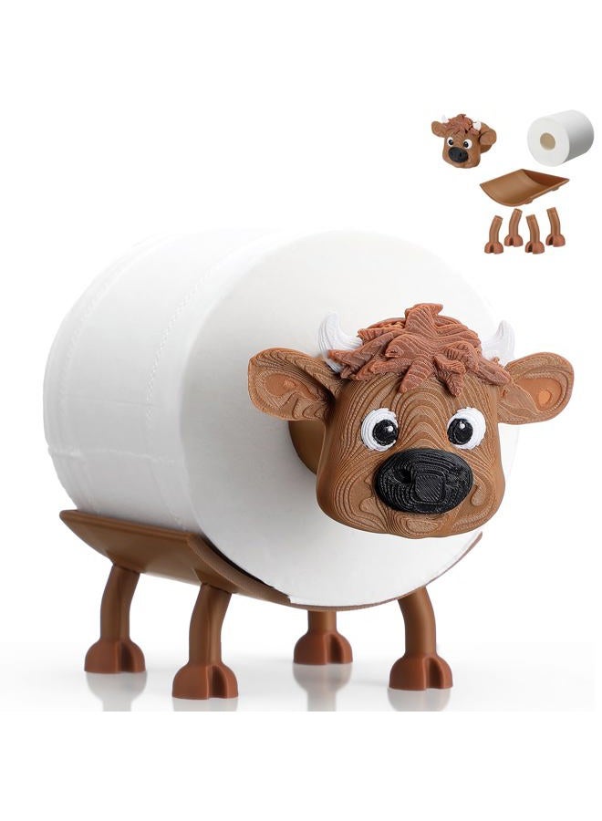 Blushtier Highland Cow Toilet Paper Holder for Bathroom Decor 3D Printing Funny Paper Toilet Holder Cute Highland Cow Free Standing Toilets Storage for Bathroom Kitchen Bedroom Decor - Image 1