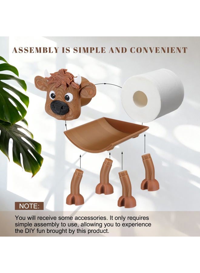 Blushtier Highland Cow Toilet Paper Holder for Bathroom Decor 3D Printing Funny Paper Toilet Holder Cute Highland Cow Free Standing Toilets Storage for Bathroom Kitchen Bedroom Decor - Image 3